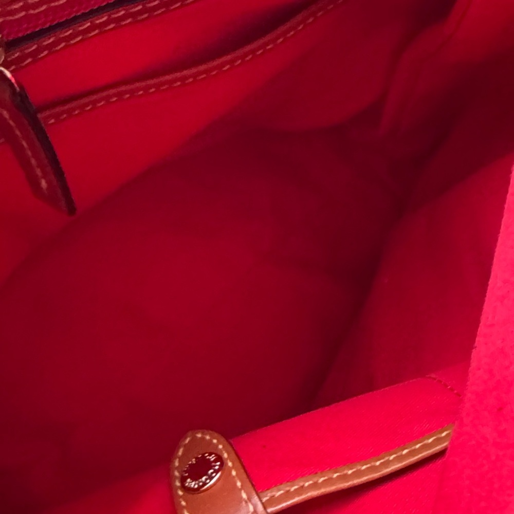 Dooney & Bourke Khaki Nylon Canvas Backpack with Leather Trim - Picture 7 of 12